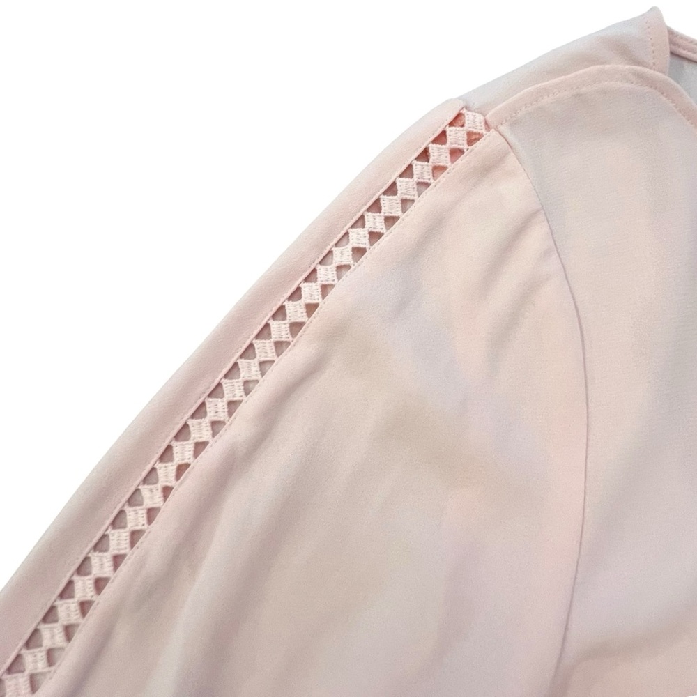 Talbots Blouse Pastel Pink Cutout Sleeves 3/4 Hidden Side Zipper Size LP NWT - Picture 4 of 13
